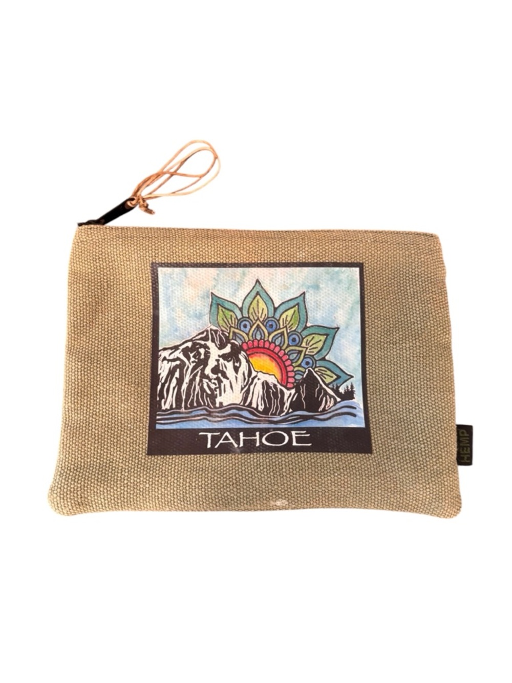 Hem Beige Dharma Love Canvas Zip Pouch